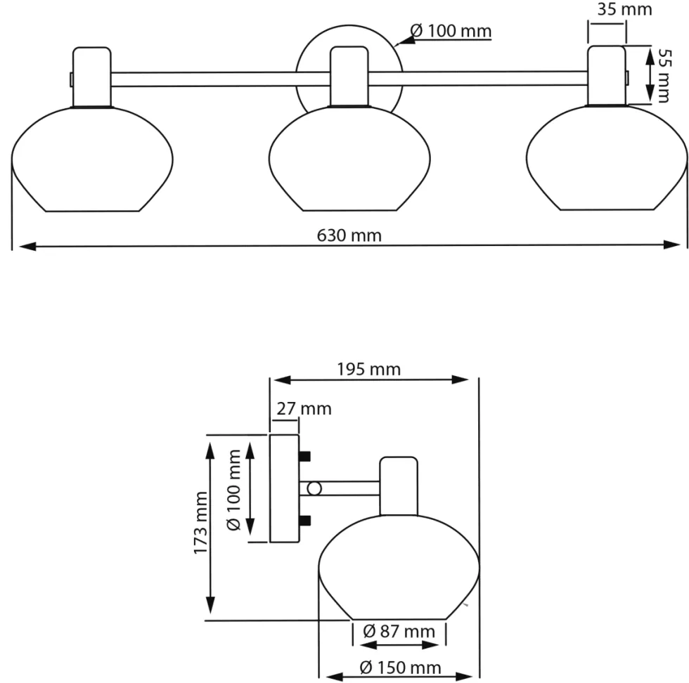 Elba 63cm badrumslampa