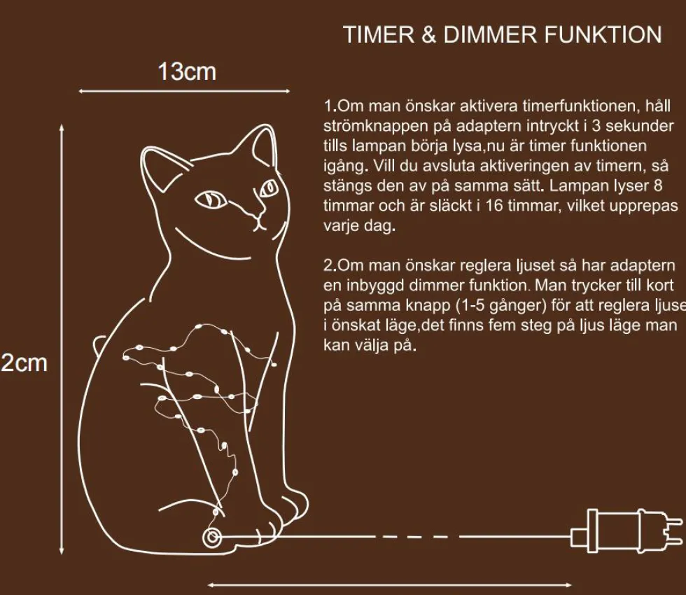 Katt 22cm bordslampa